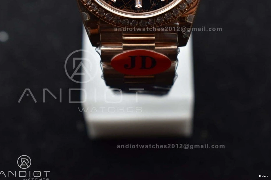 40 904L On Meteorite Steel President Markers A3255 RG Crystal Bracelet DayDate Dial JDF 0129